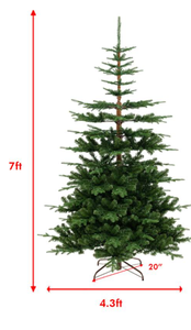 lot 89 image: BreeBe - 7FT Prelit Holiday Tree  Hinged Construction with 1303 Branch Ends - Green