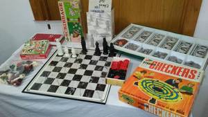 lot 191 image: Vintage Board Games Scribble, Dominos, Renaissance Chess and More.