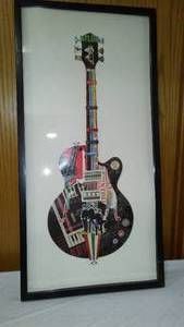 lot 224 image: Guitar Collage Framed Print. 18 in. W x 36