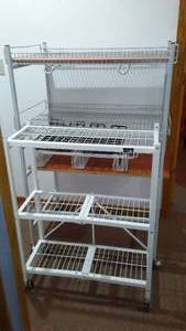 lot 286 image: Origami Collapsible Shelving Rolling Wire Racking and Wire Wall Organizers.