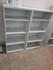 lot 44 image: White Multi-Shelf Double Bookcase