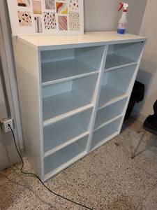 lot 46 image: White Double Bookcase with Adjustable Shelves