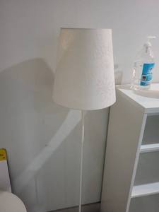 lot 47 image: White Floor Lamp with Floral Patterned Shade
