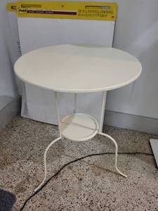 lot 48 image: Round White Metal Side Table