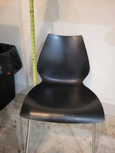 lot 50 image: Black Modern Molded Plastic Chair with Chrome Legs