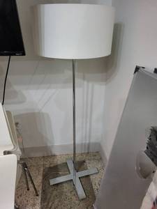 lot 54 image: Modern Floor Lamp with Chrome Base and White Shade