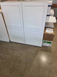 lot 95 image: Two White 2-Door Office Storage Cabinets with Adjustable Shelves