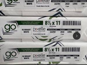 lot 180 image: 10 Packs Pixelle Go 8.5x11 20lb Copier Printer Paper 500 Sheets Each - Qty of 4 Sets for a total of 40 Reams