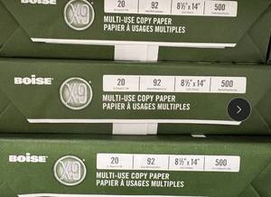 lot 195 image: Lot of 12 Boise X-9 8.5x14 Multi-Use Copy Paper Reams