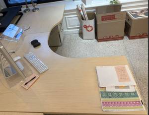 lot 199C image: 1 L Shaped Office Desks with the short side going to the left 90x60, and 24 wide on the short side and 30 wide on the longer side