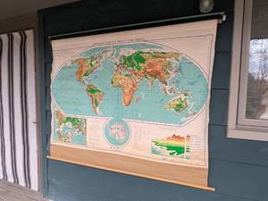 1967 Denoyer-Geppert Relief-Like World Map Wall Chart