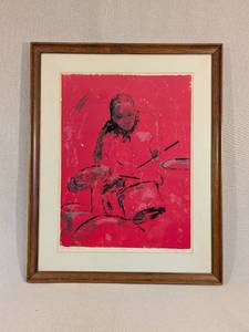 lot 23 image: The Musicians Drummer Signed Framed Print by Carole Ashley, 1965, 1187