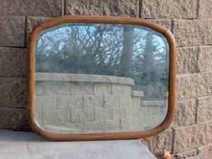 lot 30 image: Vintage Beveled Mirror with Wooden Frame