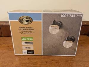 lot 73 image: Hampton Bay 2-Pack LED Exterior Wall Lantern Sandy Black Open Box