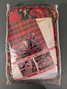 lot 93 image: Beacon Fringed Sports Throw Blanket Plaid 45x72 in Sealed Package