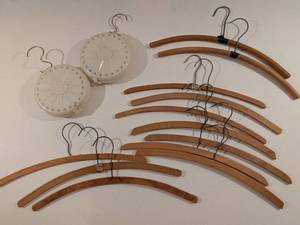 lot 126 image: Collection of Vintage Wooden Hangers and Mothball Containers