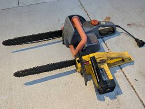 lot 192 image: Lot of 2 Electric Chainsaws - Remington 16in and McCulloch Electramac EM14ES