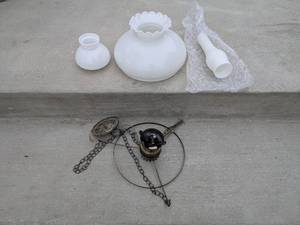 lot 208 image: Decorative White Glass Hanging Light Fixture with Components