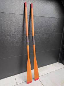 lot 220 image: Pair of 6 Foot Decorative Wooden Oars