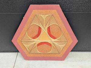 lot 221 image: Vintage Hexagonal Geometric String Art Wall Hanging