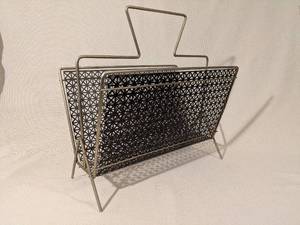 lot 230 image: Vintage Mid Century Modern Steel Mesh Magazine Holder