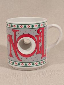 lot 237 image: Vintage Papel Noel Christmas Donut Mug Hand Decorated