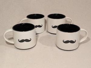 lot 238 image: Set of 4 Pier 1 Imports Mustache Stoneware Mugs
