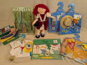 lot 256 image: Madeline Collection Book, Rag Doll, Accessories, Magnetic Doll Set, and Sleepover Set