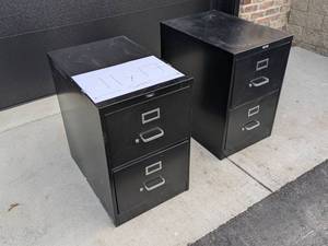 lot 270 image: Pair of Filex 2-Drawer Black Metal Filing Cabinets for 11x17 Sheets