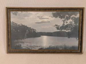 lot 281 image: Framed Landscape Photograph of Lake at Sunset