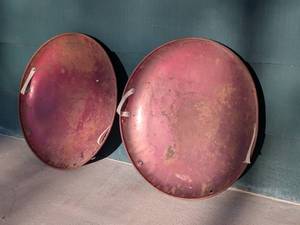 lot 313 image: Pair of Vintage Metal Saucer Snow Sleds with Handles