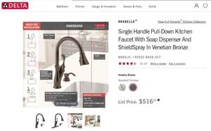 lot 66 image: Delta Arabella Pull-Down Sprayer Faucet Venetian Bronze Open Box