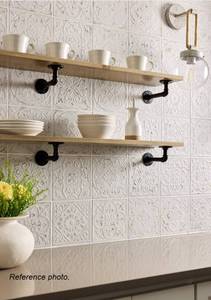 lot 216 image: 3 Boxes Victoria Blanc Ceramic Wall Tile, 7 Designs, Unopened, 15.63 Sq. Ft. per Box