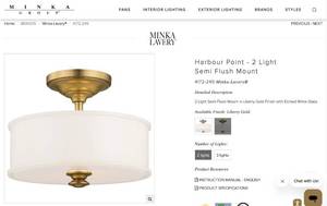 lot 219 image: Minka-Lavery 2-Light Semi-Flush Ceiling Fixture, Liberty Gold with Etched White Glass
