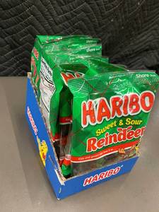 lot 255 image: IN 2 - Haribo Sweet & Sour Reindeer Gummy Candy, 12 Bags (4 oz Each)