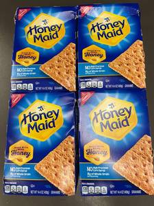 lot 57 image: FL 3 - Honey Maid Graham Crackers 14.4oz - Lot of 4 Boxes,Some Boxes are Damaged Best by Aug 2025