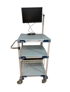 lot 52 image: Metro Max Antimicrobial 3-Shelf Adjustable Shelving Storage Rack Cart Unit and AccuSync AS NEC LCD Monitor - In Excellent Condition 86 x 18 x 60