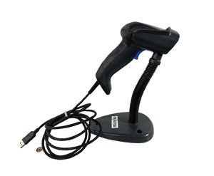 lot 68 image: Datalogic Gryphon GD4130-BK barcode scanner with stand  built for speed, accuracy, and performance Reads up to 325 scanssec with wide-angle precision and signature Green Spot feedback. Ideal for retail, office, or lab use. Great condition