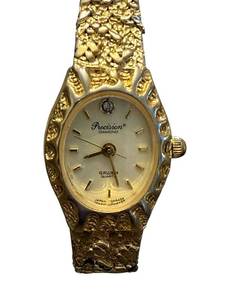 Gruen Precision Diamond Women's Quartz Wristwatch With Textured Gold-Tone Band
