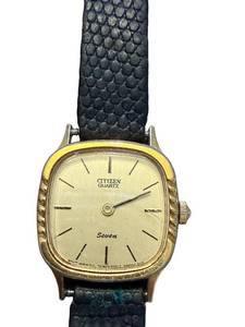 lot 12 image: Citizen Quartz Seven Vintage Wristwatch with Black Textured Band