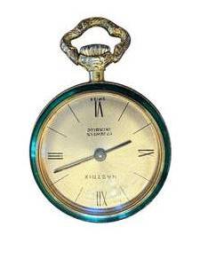 lot 27 image: Vintage Nastrix 17 Jewels Incabloc Swiss Pocket Watch with Green Enamel Case
