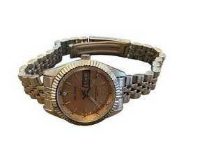 lot 41 image: Waltham Stainless Steel Day-Date Wristwatch with Metal Band