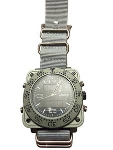 lot 75 image: Infantry Military Style Analog Digital Wristwatch with Gray Nylon Strap