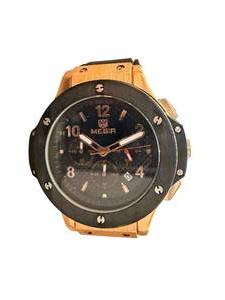 lot 77 image: Megir Chronograph Wristwatch with Black Silicone Band and Gold-Tone Case