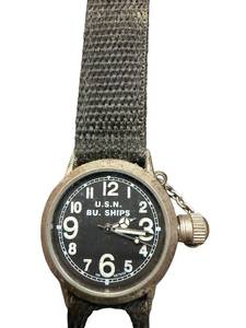 lot 82 image: U.S.N. B.U. Ships Quartz Wristwatch with Black Fabric Band