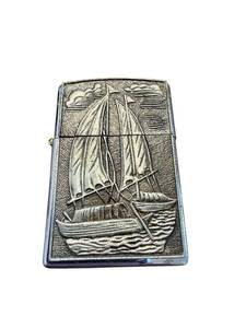 lot 95 image: Vintage Zippo Metal Lighter with Sailing Ship Relief