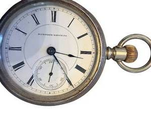 lot 118 image: Antique Waltham Pocket Watch with Roman Numeral Dial