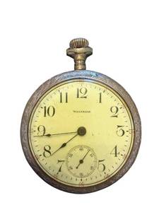 lot 120 image: Antique American Waltham Pocket Watch with Floral Engraving
