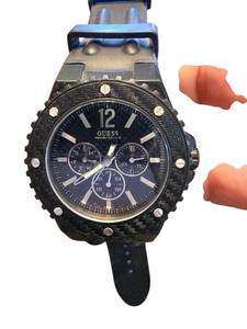 lot 130 image: Guess Mens Chronograph Wristwatch with Black Band