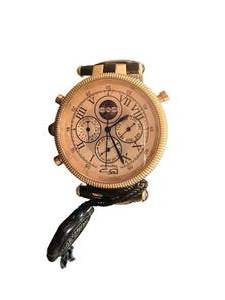 lot 137 image: Daniel Steiger Automatic Mens Wristwatch with Gold Case and Black Leather Band